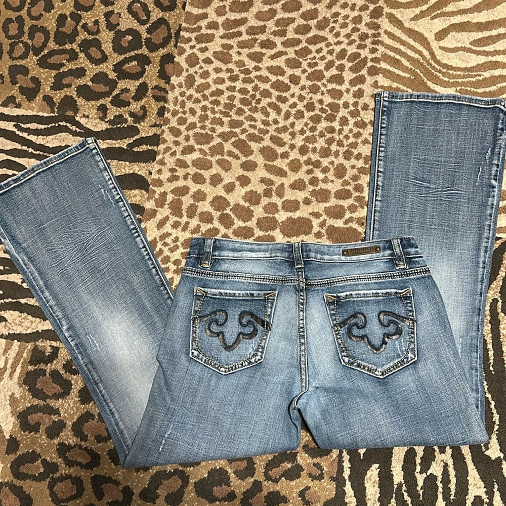 Blue Jeans w/black design on pockets, REROCK by Express. Size 10S